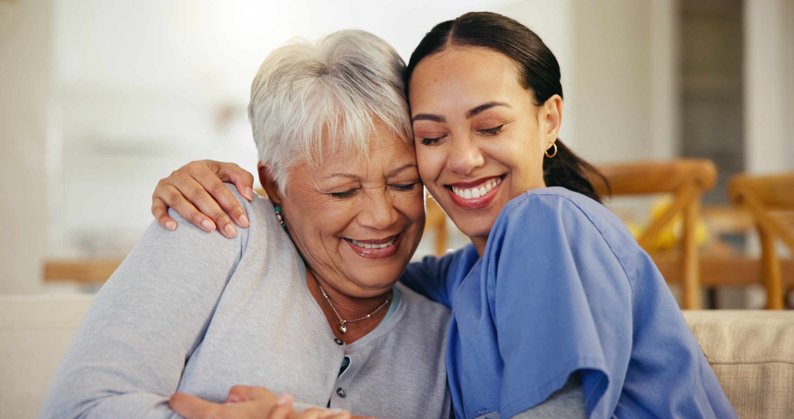 Caregiver helping senior